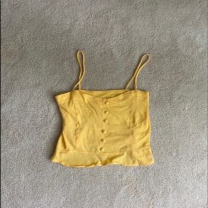 Yellow button down crop top